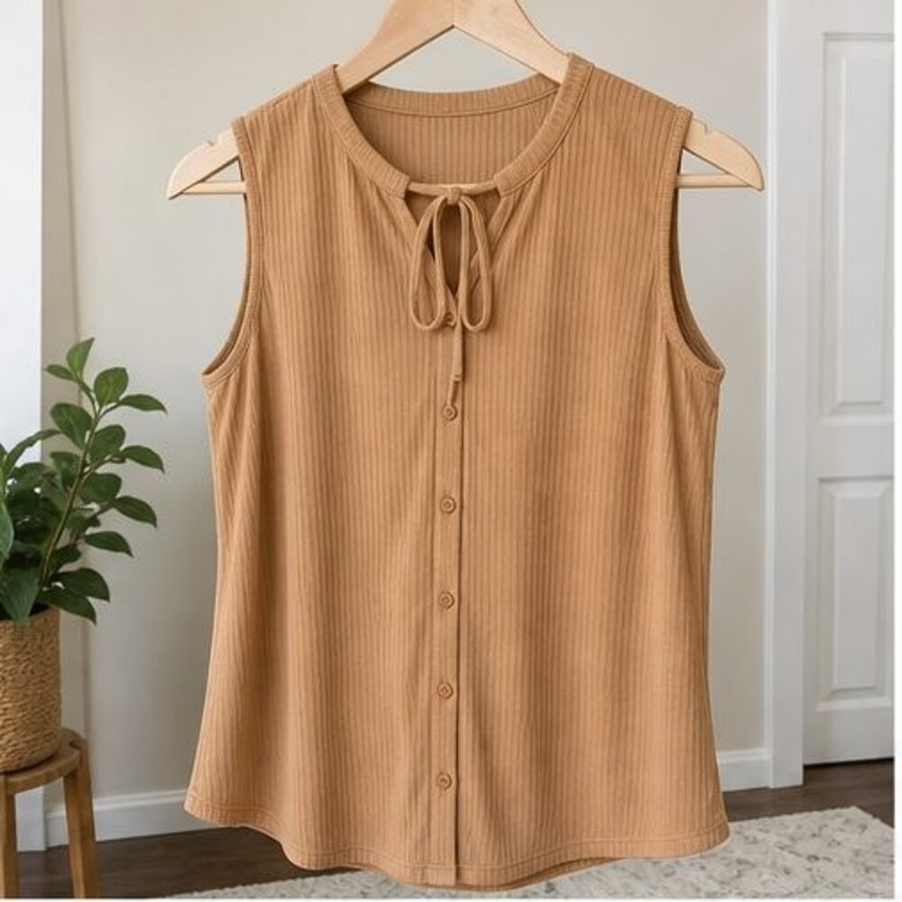 Camel Pleated Blouse